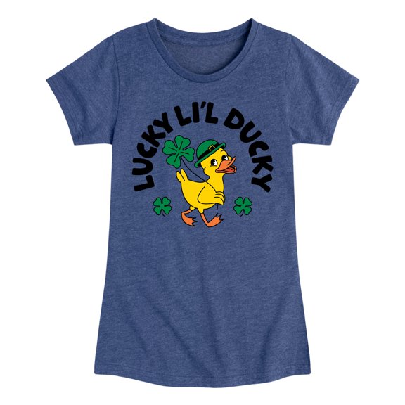 Instant Message - St. Patrick's Day Lucky Lil Ducky - Toddler & Youth Girls Short Sleeve Graphic T-Shirt