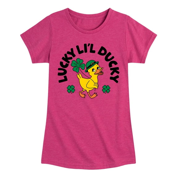 Instant Message - St. Patrick's Day Lucky Lil Ducky - Toddler & Youth Girls Short Sleeve Graphic T-Shirt