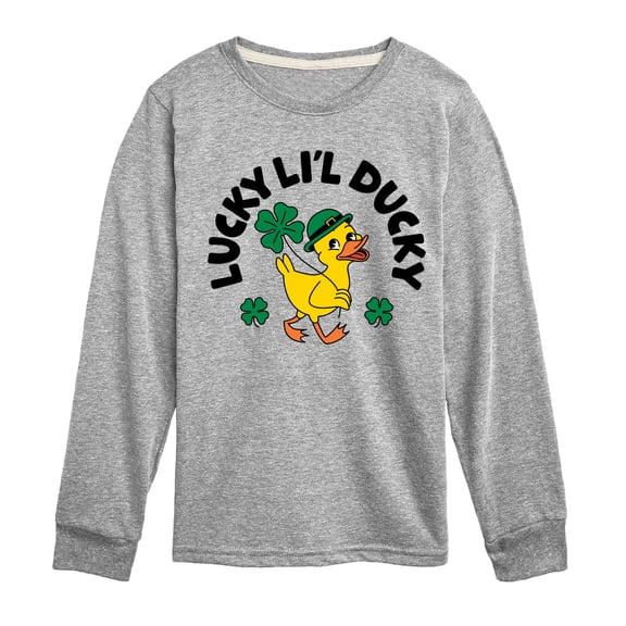 Instant Message - St. Patrick's Day Lucky Lil Ducky - Toddler & Youth Long Sleeve Graphic T-Shirt