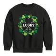 thumbnail image 1 of Instant Message - St. Patrick's Day - Lucky - Shamrocks Filled - Toddler And Youth Crewneck Fleece Sweatshirt, 1 of 5