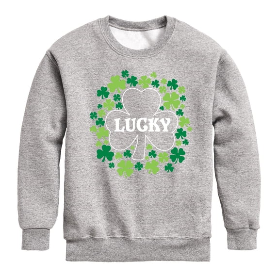 Instant Message - St. Patrick's Day - Lucky - Shamrocks Filled - Toddler And Youth Crewneck Fleece Sweatshirt