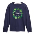 thumbnail image 1 of Instant Message - St. Patrick's Day - Lucky - Shamrocks Filled - Toddler And Youth Long Sleeve Graphic T-Shirt, 1 of 5