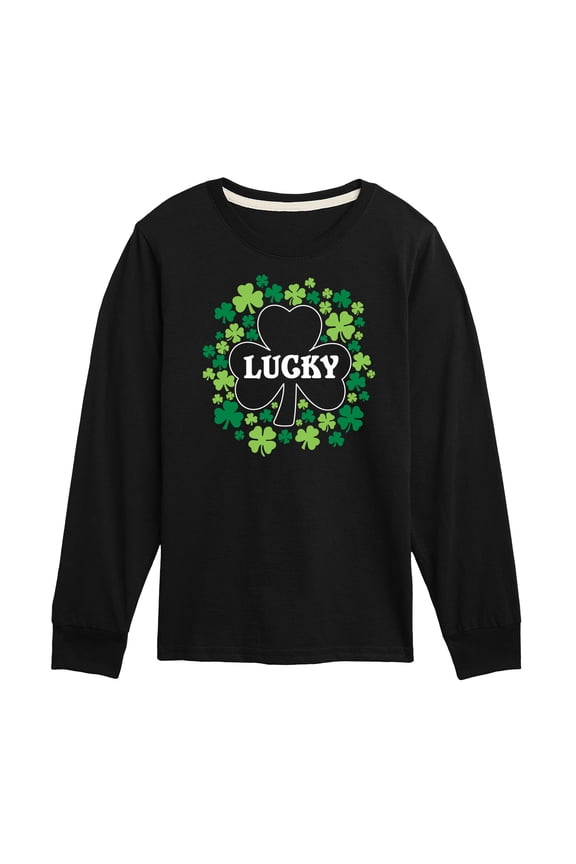- St. Patrick's Day - Lucky - Shamrocks Filled - Toddler And Youth Long Sleeve Graphic T-Shirt