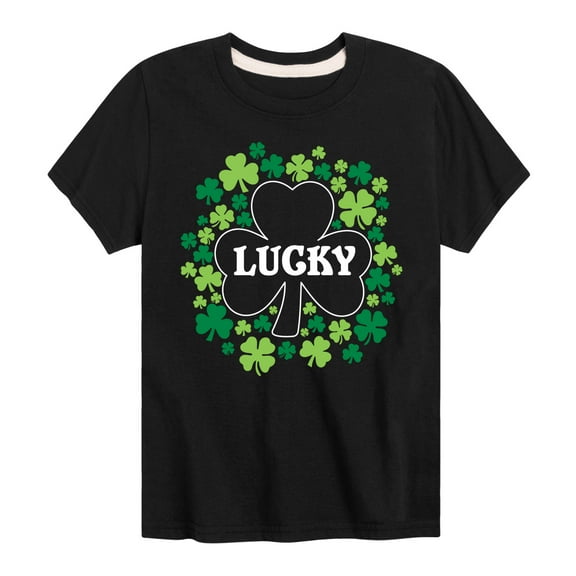 Instant Message - St. Patrick's Day - Lucky - Shamrocks Filled - Toddler And Youth Short Sleeve Graphic T-Shirt