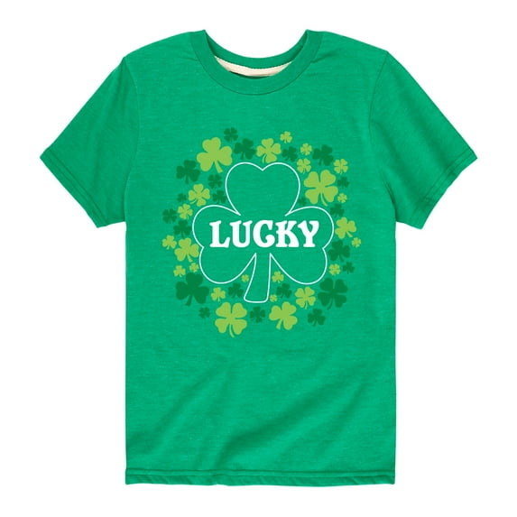 Instant Message - St. Patrick's Day - Lucky - Shamrocks Filled - Toddler And Youth Short Sleeve Graphic T-Shirt