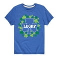 thumbnail image 1 of Instant Message - St. Patrick's Day - Lucky - Shamrocks Filled - Toddler And Youth Short Sleeve Graphic T-Shirt, 1 of 5