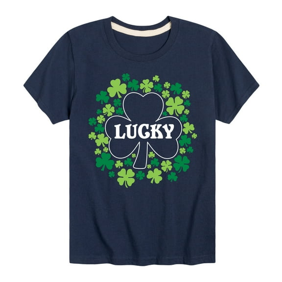 Instant Message - St. Patrick's Day - Lucky - Shamrocks Filled - Toddler And Youth Short Sleeve Graphic T-Shirt