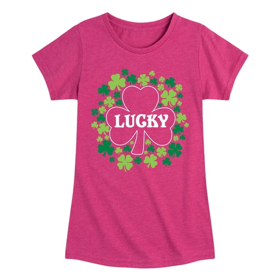 Instant Message - St. Patrick's Day - Lucky - Shamrocks - Toddler And Youth Girls Short Sleeve Graphic T-Shirt