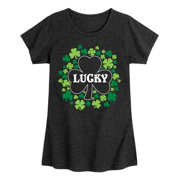 Instant Message - St. Patrick's Day - Lucky - Shamrocks - Toddler And Youth Girls Short Sleeve Graphic T-Shirt