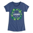 thumbnail image 1 of Instant Message - St. Patrick's Day - Lucky - Shamrocks - Toddler And Youth Girls Short Sleeve Graphic T-Shirt, 1 of 5