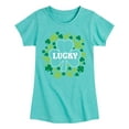 thumbnail image 1 of Instant Message - St. Patrick's Day - Lucky - Shamrocks - Toddler And Youth Girls Short Sleeve Graphic T-Shirt, 1 of 5