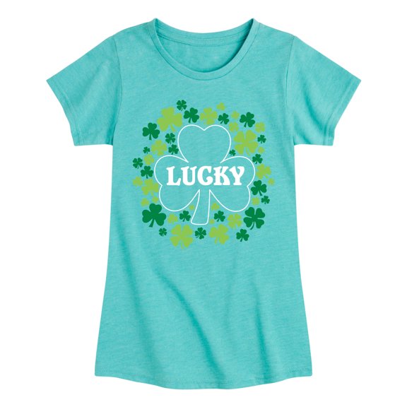 Instant Message - St. Patrick's Day - Lucky - Shamrocks - Toddler And Youth Girls Short Sleeve Graphic T-Shirt