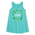 thumbnail image 1 of Instant Message - St. Patrick's Day - Lucky - Shamrocks - Toddler and Youth Girls A-line Dress, 1 of 4