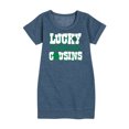 thumbnail image 1 of Instant Message - St. Patrick's Day - Lucky to Have My Cousins - Toddler And Youth Girls Fleece Dress, 1 of 5