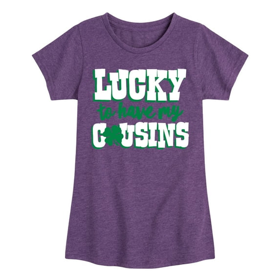 Instant Message - St. Patrick's Day - Lucky to Have My Cousins - Toddler And Youth Girls Short Sleeve Graphic T-Shirt