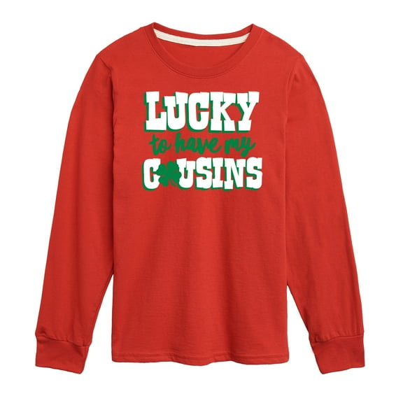 Instant Message - St. Patrick's Day - Lucky to Have My Cousins - Toddler And Youth Long Sleeve Graphic T-Shirt