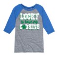 thumbnail image 1 of Instant Message - St. Patrick's Day - Lucky to Have My Cousins - Toddler And Youth Raglan Graphic T-Shirt, 1 of 4