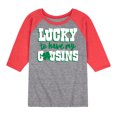 thumbnail image 1 of Instant Message - St. Patrick's Day - Lucky to Have My Cousins - Toddler And Youth Raglan Graphic T-Shirt, 1 of 1