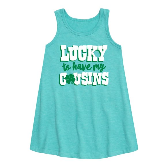 Instant Message - St. Patrick's Day - Lucky to Have My Cousins - Toddler and Youth Girls A-line Dress