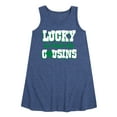 thumbnail image 1 of Instant Message - St. Patrick's Day - Lucky to Have My Cousins - Toddler and Youth Girls A-line Dress, 1 of 5