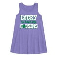 thumbnail image 1 of Instant Message - St. Patrick's Day - Lucky to Have My Cousins - Toddler and Youth Girls A-line Dress, 1 of 1