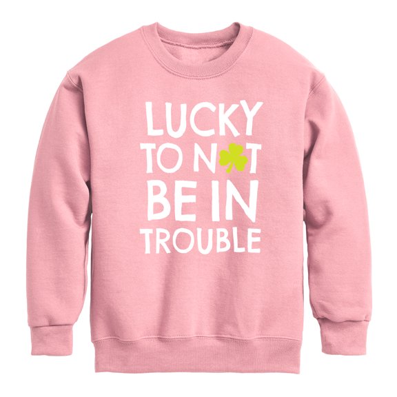 Instant Message - St. Patrick's Day - Lucky to Not Be In Trouble - Toddler And Youth Crewneck Fleece Sweatshirt