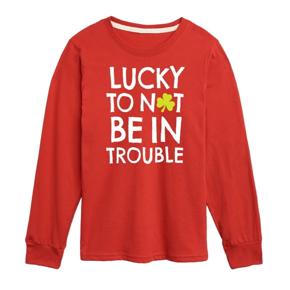 Instant Message - St. Patrick's Day - Lucky to Not Be In Trouble - Toddler And Youth Long Sleeve Graphic T-Shirt