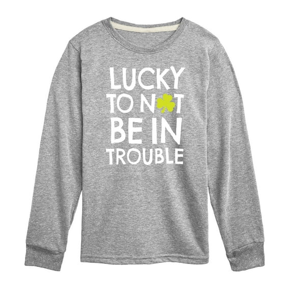 Instant Message - St. Patrick's Day - Lucky to Not Be In Trouble - Toddler And Youth Long Sleeve Graphic T-Shirt