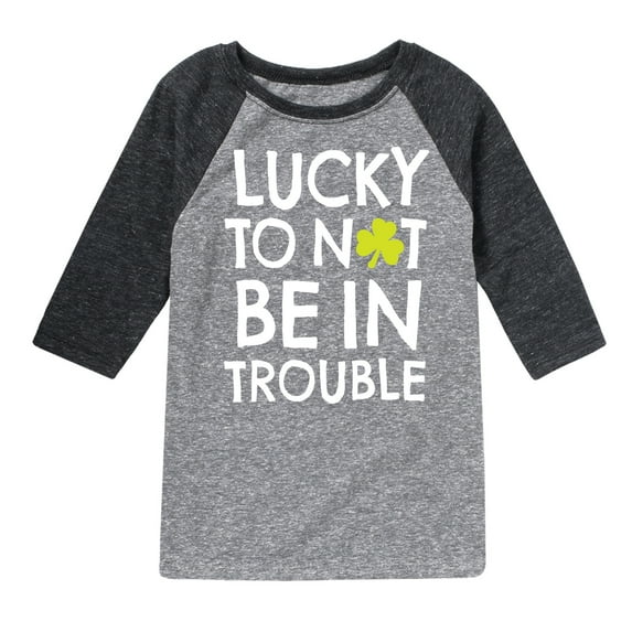Instant Message - St. Patrick's Day - Lucky to Not Be In Trouble - Toddler And Youth Raglan Graphic T-Shirt
