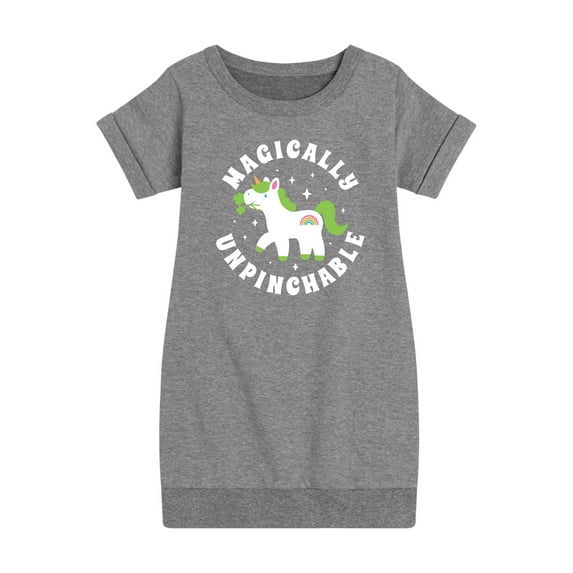 Instant Message - St. Patrick's Day - Magically Unpinchable - Unicorn - Toddler And Youth Girls Fleece Dress