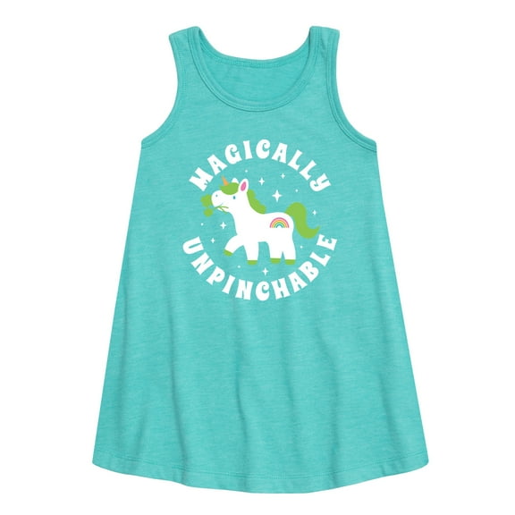 Instant Message - St. Patrick's Day - Magically Unpinchable - Unicorn - Toddler and Youth Girls A-line Dress