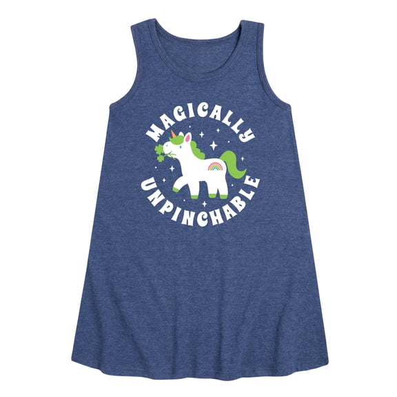 Instant Message - St. Patrick's Day - Magically Unpinchable - Unicorn - Toddler and Youth Girls A-line Dress