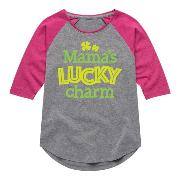 Instant Message - St. Patrick's Day - Mama's Lucky Charm - Toddler And Youth Girls Raglan Graphic T-Shirt