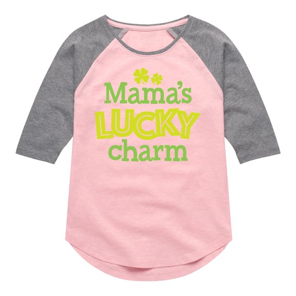 Instant Message - St. Patrick's Day - Mama's Lucky Charm - Toddler And Youth Girls Raglan Graphic T-Shirt