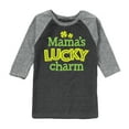 thumbnail image 1 of Instant Message - St. Patrick's Day - Mama's Lucky Charm - Toddler And Youth Raglan Graphic T-Shirt, 1 of 1