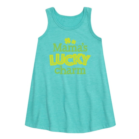 Instant Message - St. Patrick's Day - Mama's Lucky Charm - Toddler and Youth Girls A-line Dress