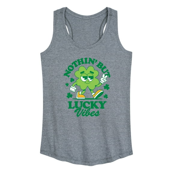 Instant Message - St. Patrick's Day - Nothin' But Lucky Vibes Clover - Women's Racerback Tank Top