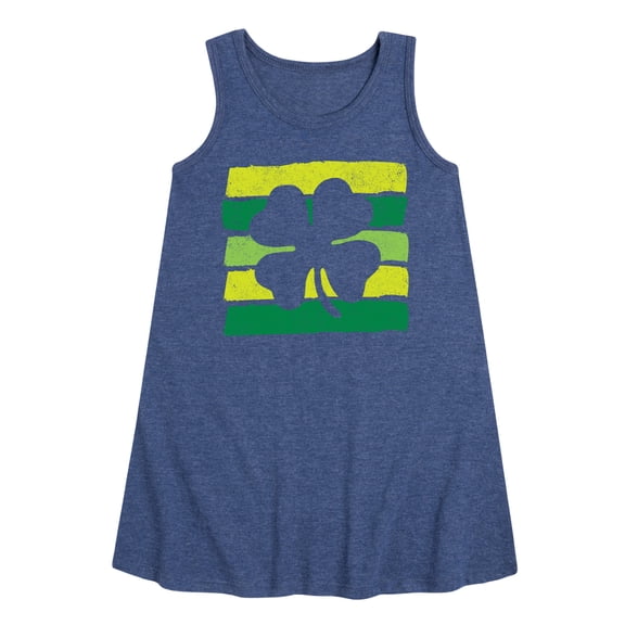 Instant Message - St. Patrick's Day - Outlined Shamrock - Toddler and Youth Girls A-line Dress