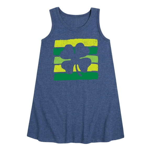 Instant Message - St. Patrick's Day - Outlined Shamrock - Toddler and Youth Girls A-line Dress