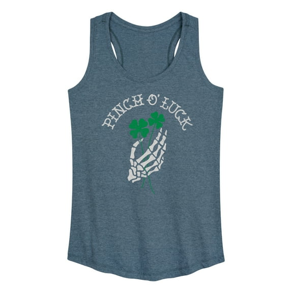 Instant Message - St. Patrick's Day - Pinch Of Luck Skeleton - Women's Racerback Tank Top