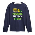 thumbnail image 1 of Instant Message - St. Patrick's Day - Pushing My Luck Today - Toddler And Youth Long Sleeve Graphic T-Shirt, 1 of 5