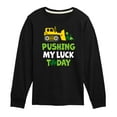 thumbnail image 1 of Instant Message - St. Patrick's Day - Pushing My Luck Today - Toddler And Youth Long Sleeve Graphic T-Shirt, 1 of 5