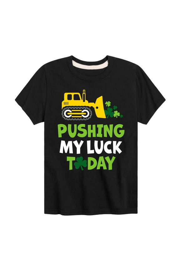 - St. Patrick's Day - Pushing My Luck Today - Toddler And Youth Short Sleeve Graphic T-Shirt