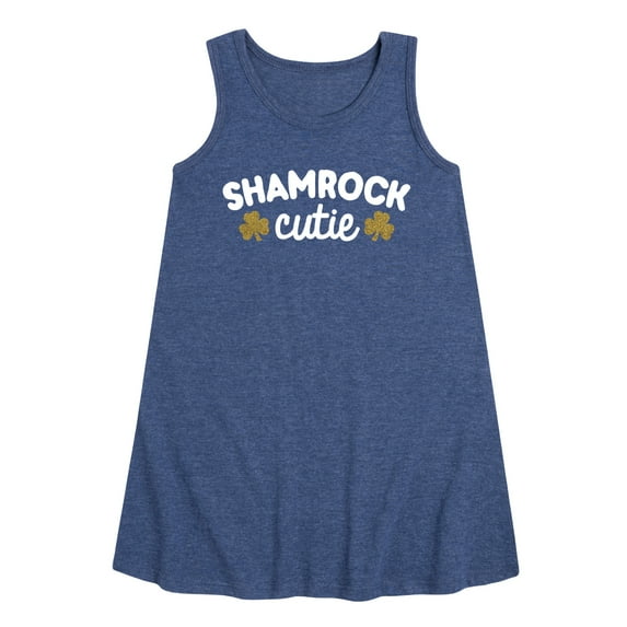 Instant Message - St. Patrick's Day - Shamrock Cuties with Sparkle Shamrocks - Toddler and Youth Girls A-line Dress