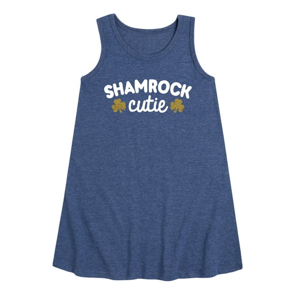 Instant Message - St. Patrick's Day - Shamrock Cuties with Sparkle Shamrocks - Toddler and Youth Girls A-line Dress