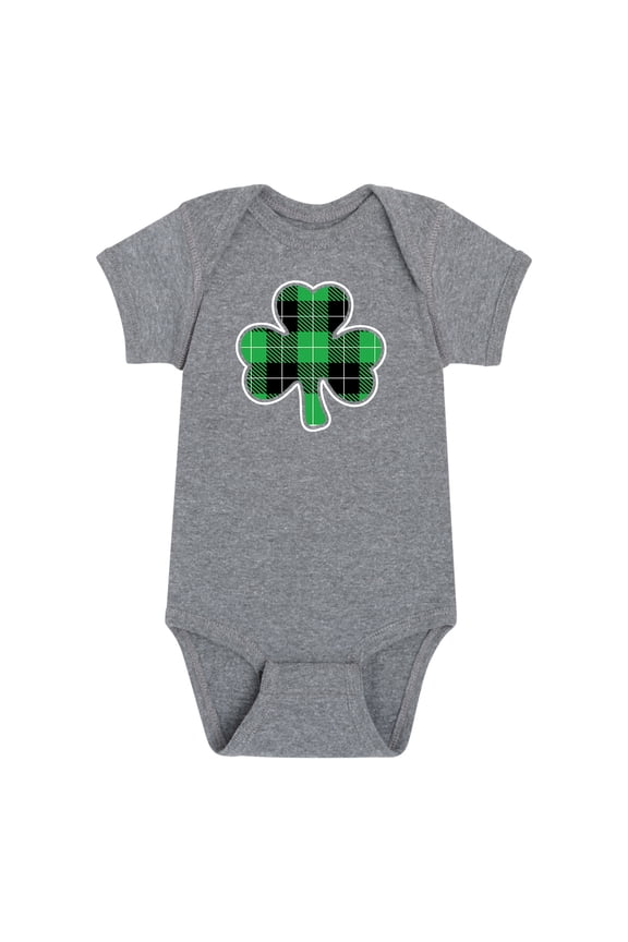 - St Patrick's Day - Shamrock Plaid Fill - Infant Baby One Piece