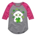 thumbnail image 1 of Instant Message - St. Patrick's Day - Sheep Holding a Shamrock - Toddler And Youth Girls Raglan Graphic T-Shirt, 1 of 5