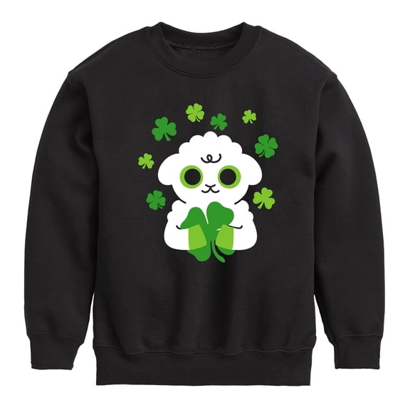 Instant Message - St. Patrick's Day - Sheep Hugging Clovers - Toddler And Youth Crewneck Fleece Sweatshirt