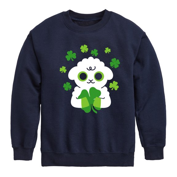 Instant Message - St. Patrick's Day - Sheep Hugging Clovers - Toddler And Youth Crewneck Fleece Sweatshirt