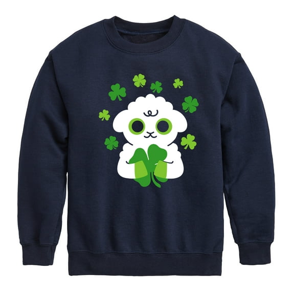 Instant Message - St. Patrick's Day - Sheep Hugging Clovers - Toddler And Youth Crewneck Fleece Sweatshirt